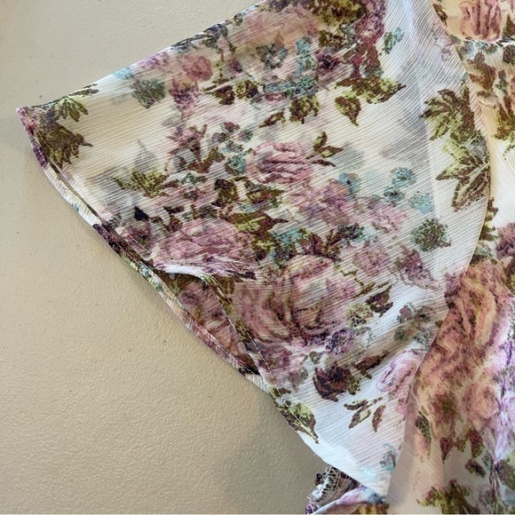 NWT LC Lauren Conrad Flutter Sleeve Ruffled Midi Dress - Picture 13 of 14